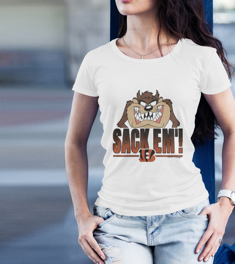 Taz Sack Em Looney Tunes Cincinnati Bengals Collaboration T-Shirt