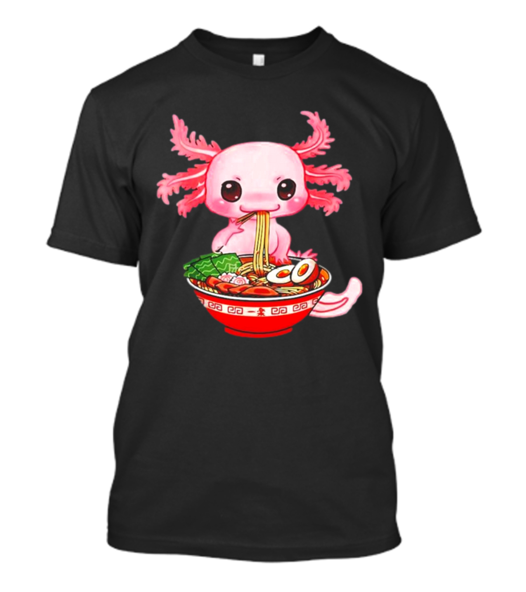 Axolotl Enjoying A Bowl Of Ramen Cute Funny T-Shirt
