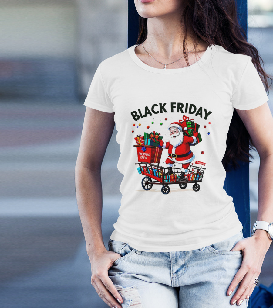 Black Friday Santa Claus Shopping Crew Funny Christmas T-Shirt