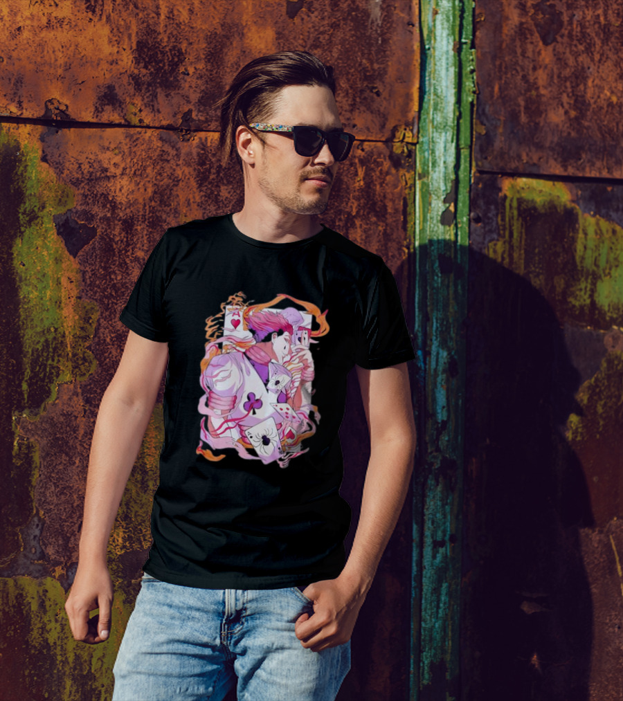 HISOKA Anime Manga Card Motif With Fiery Accents T-Shirt