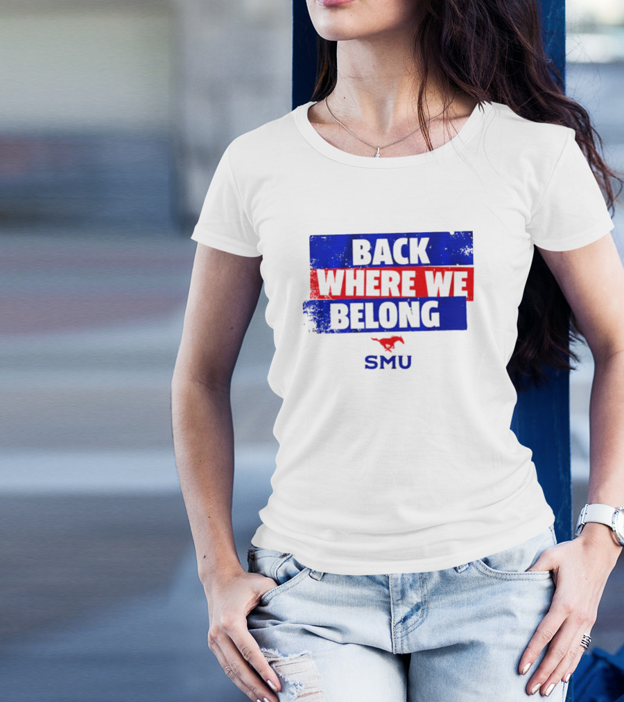 SMU Back Where We Belong Red Mustang T-Shirt