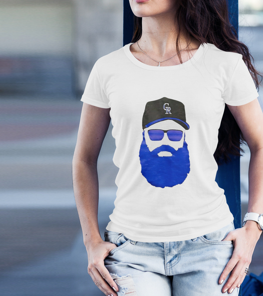 Charlie Blackmon Face Beard Sunglasses Colorado Rockies Baseball T-Shirt