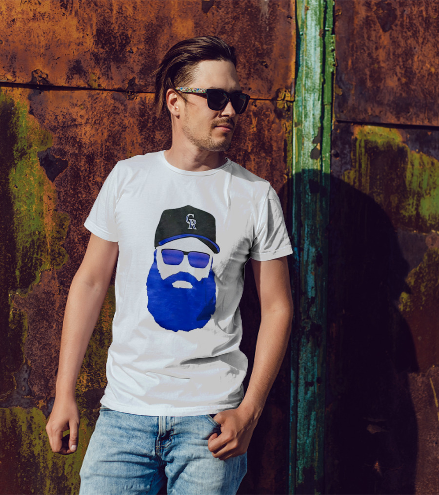 Charlie Blackmon Face Beard Sunglasses Colorado Rockies Baseball T-Shirt