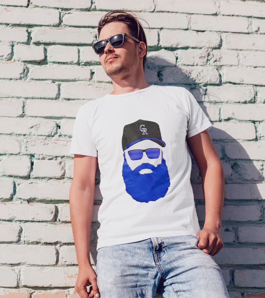 Charlie Blackmon Face Beard Sunglasses Colorado Rockies Baseball T-Shirt