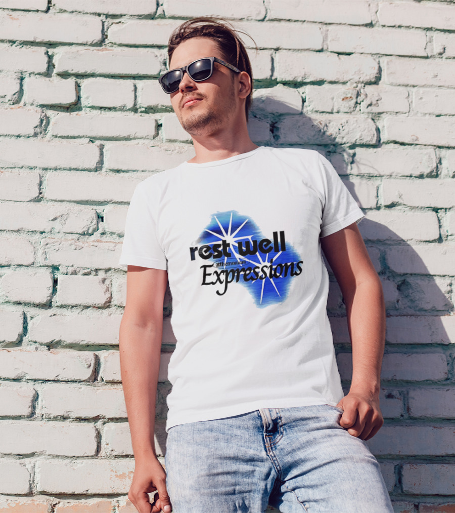Rest Well Expressions At The Moment Retro Starburst Blue T-Shirt