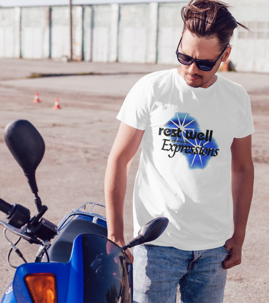 Rest Well Expressions At The Moment Retro Starburst Blue T-Shirt