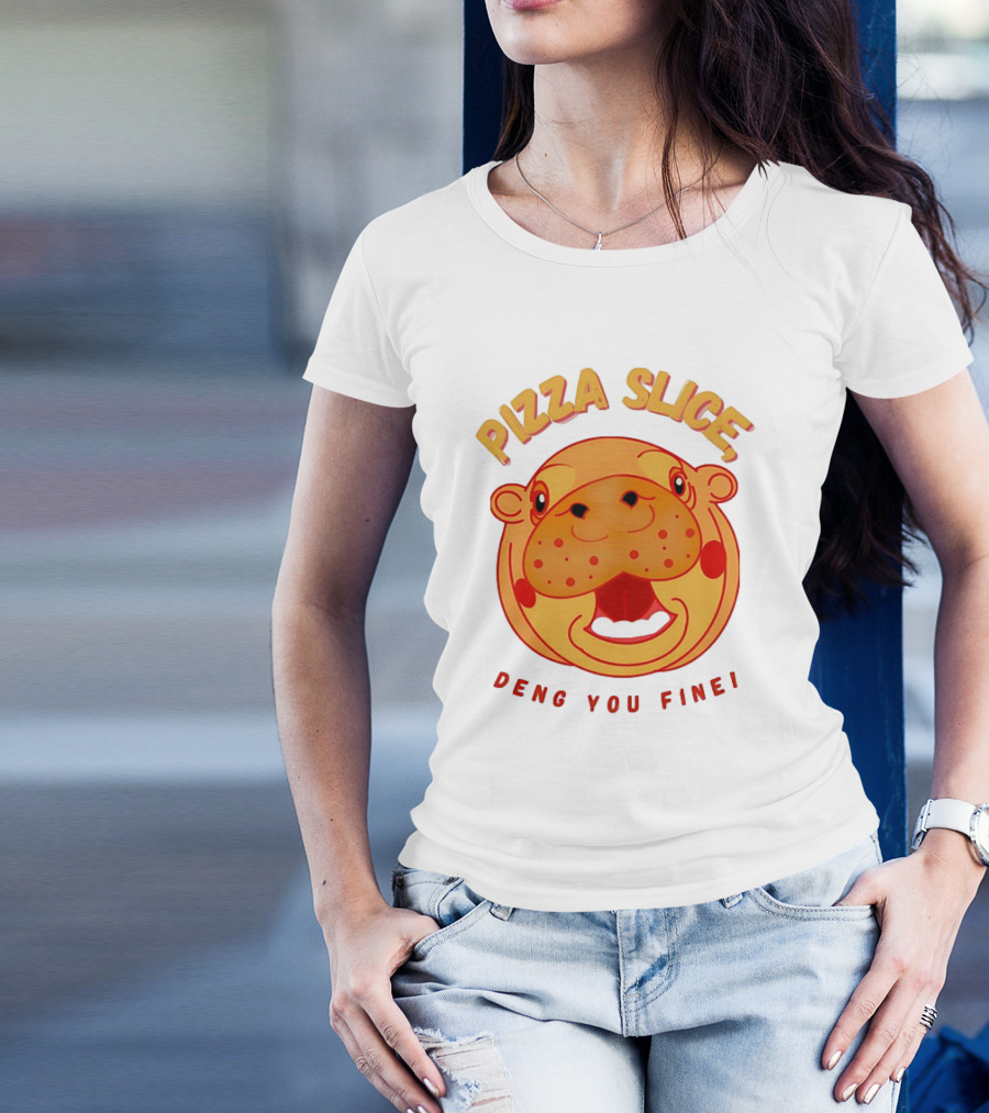 Pizza Slice Deng You Fine Cartoon Character T-Shirt