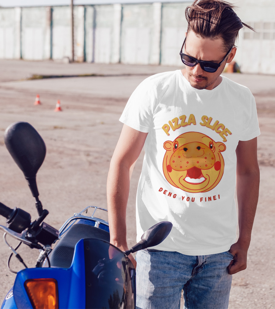 Pizza Slice Deng You Fine Cartoon Character T-Shirt