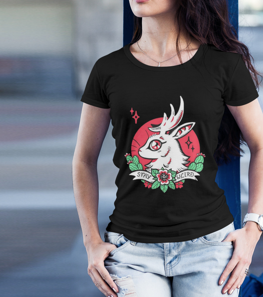 Stay Weird Jackalope Tattoo 03 Cactus And Floral T-Shirt