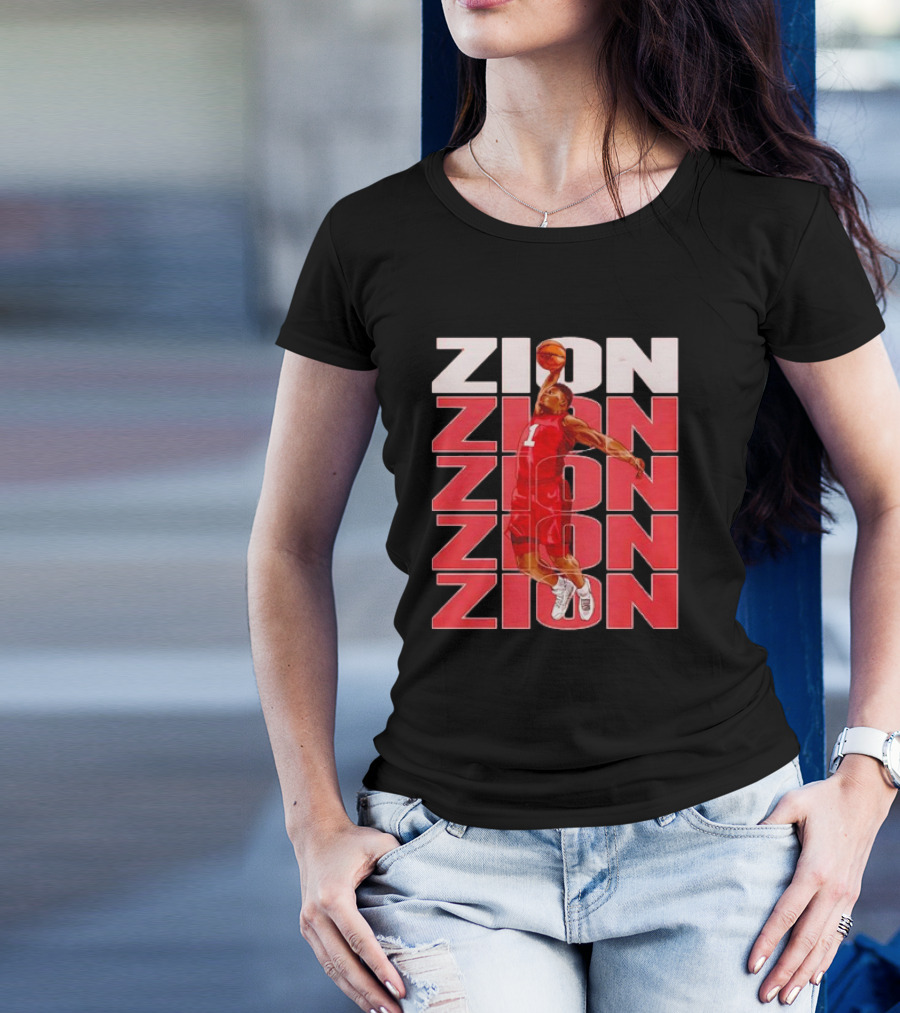 Zion Williamson Basketball Dunk Red Repeat T-Shirt