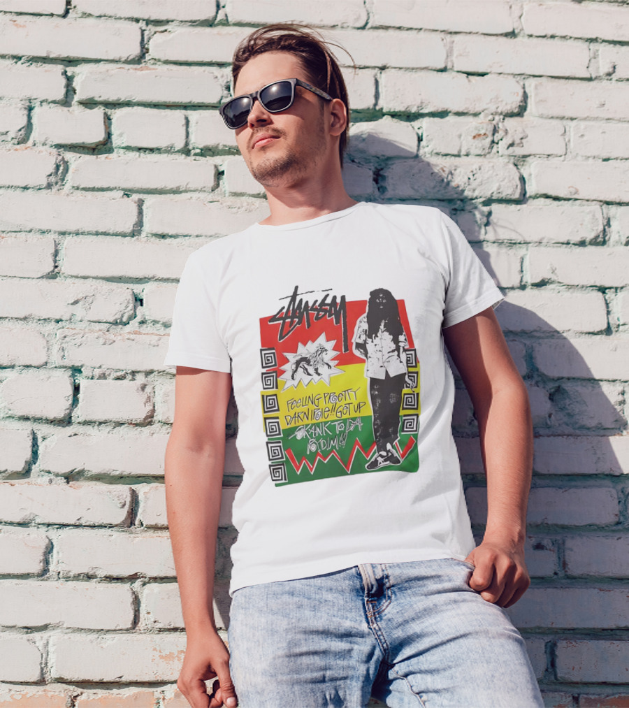 Stussy Bob Marley Feeling Pretty Darn Irie Get Up Skank To Da Riddim T-Shirt