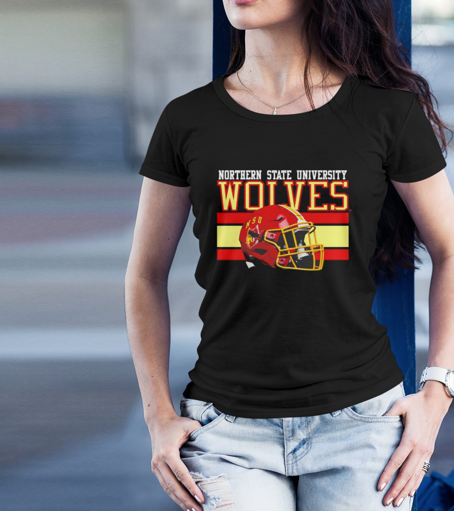 Northern State University Wolves NSU Football Helmet T-Shirt