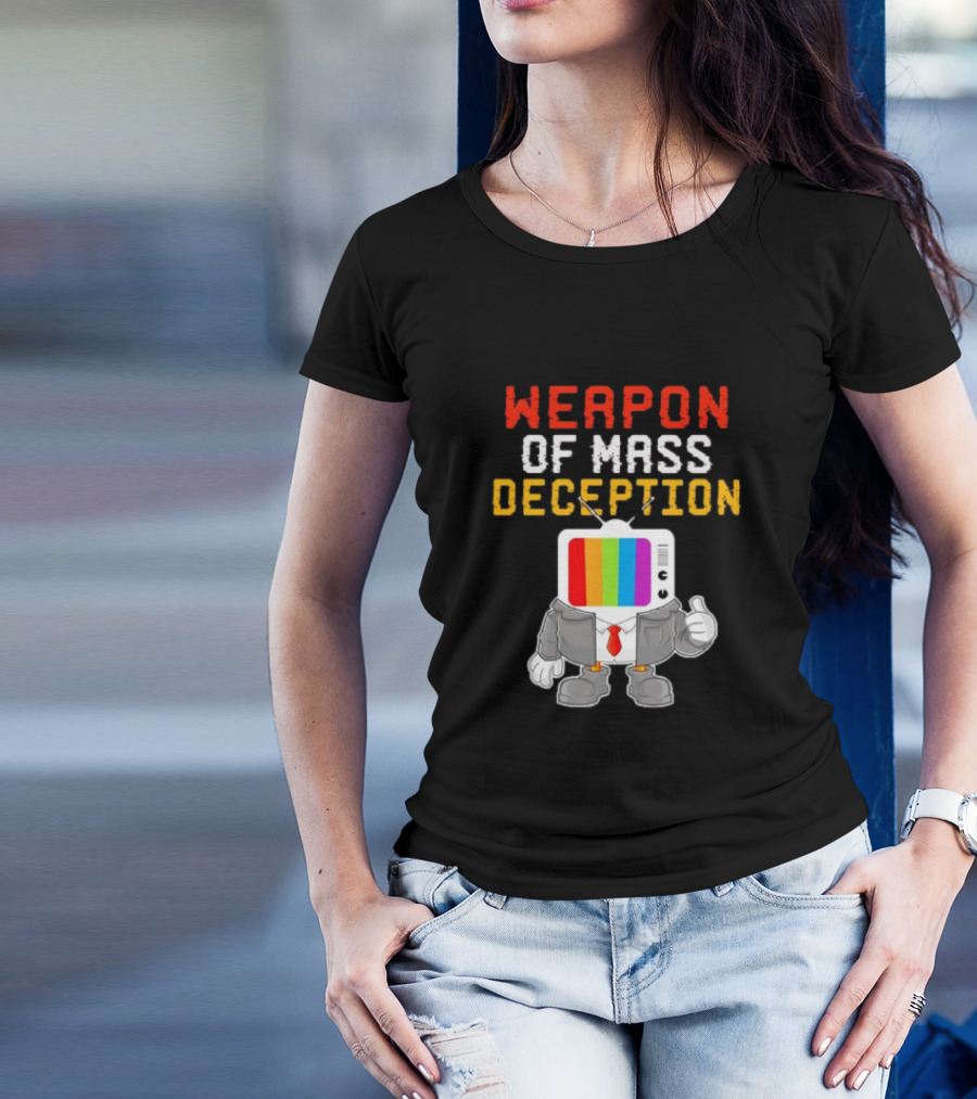 Weapon Of Mass Deception Television Cartoon In Suit With Rainbow Screen T-Shirt