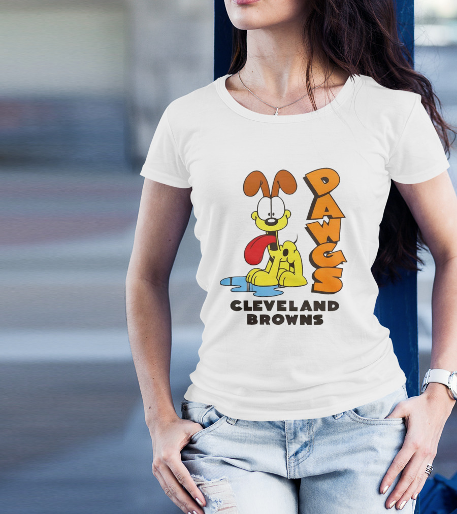 Dawgs Cleveland Browns Odie Garfield Cartoon T-Shirt