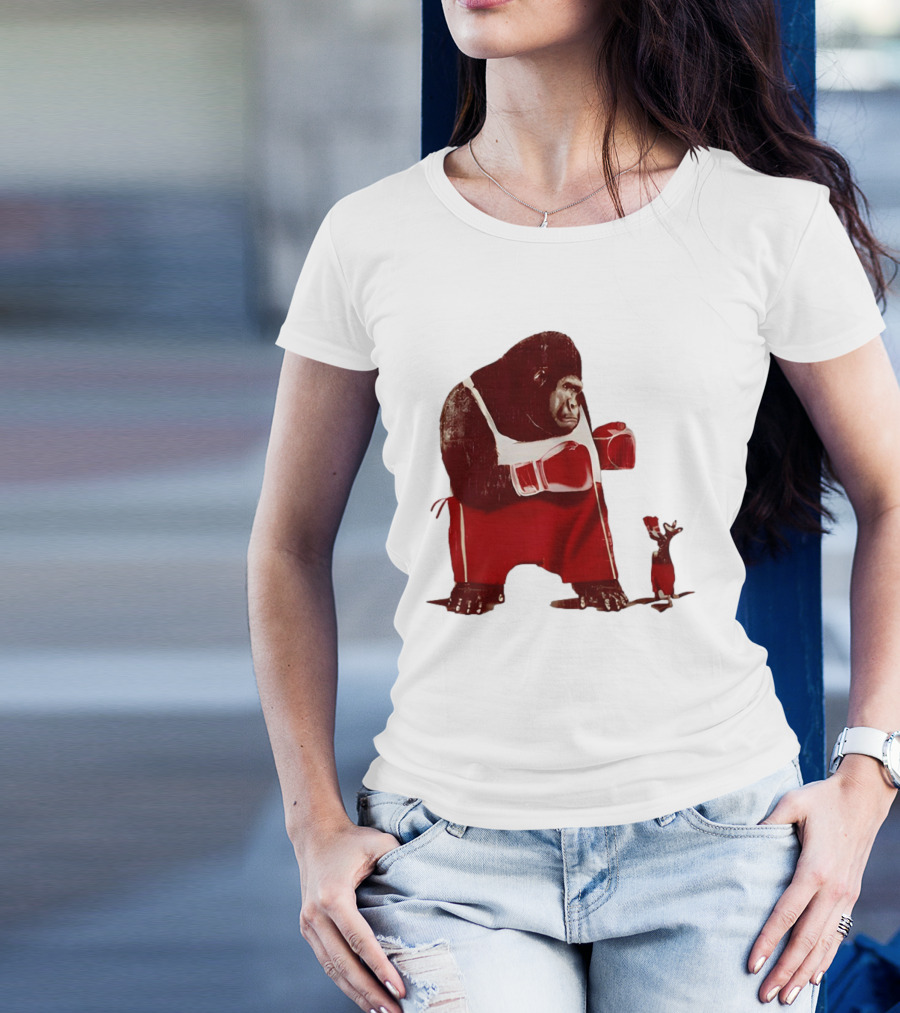 Gorilla Boxing Kangaroo Showdown In Red Boxing Gear T-Shirt