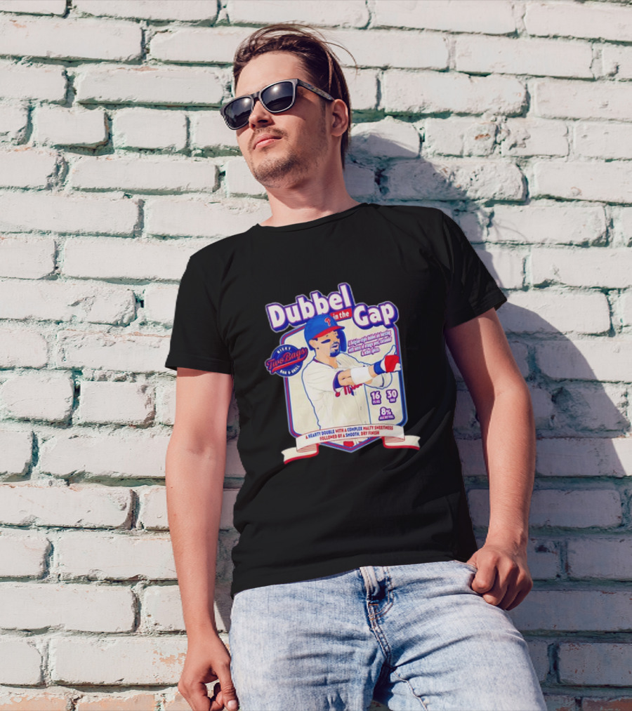 Dubbel In The Gap Nicky Two Bags Baseball Beer Label T-Shirt
