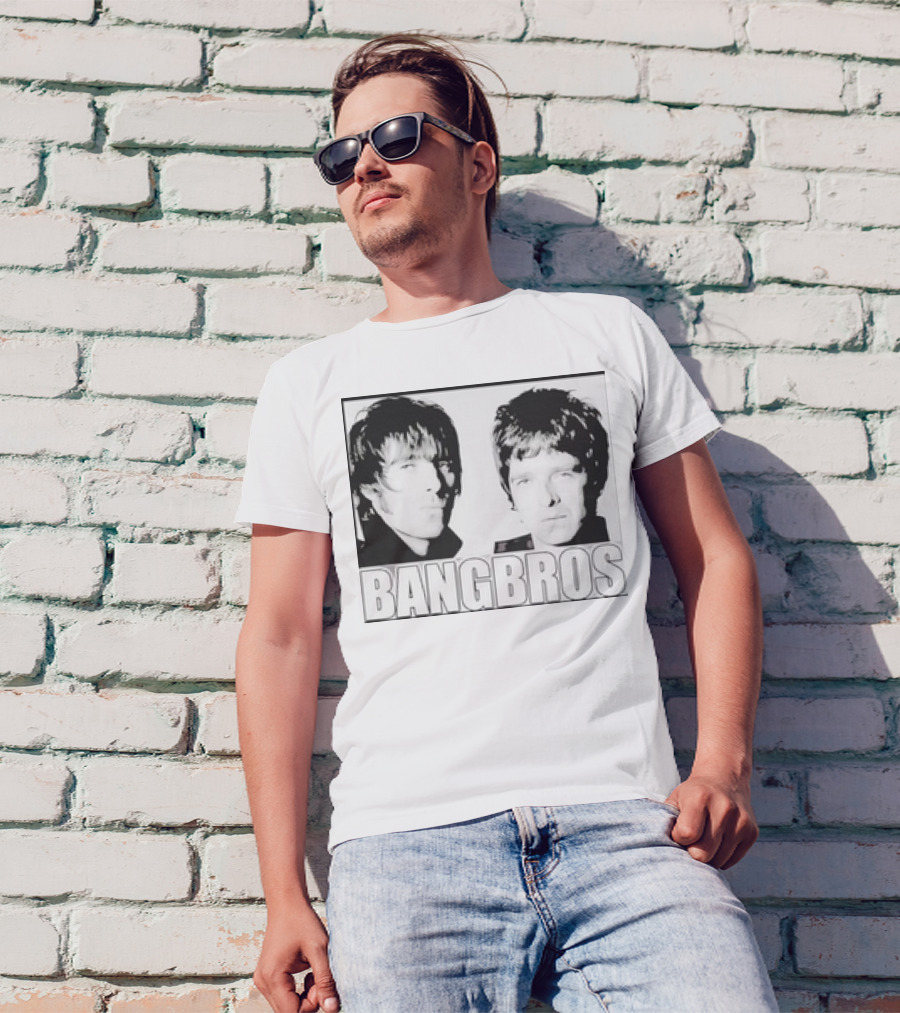 Bangbros Retro Picture Oasis Band Members Black And White Photo T-Shirt