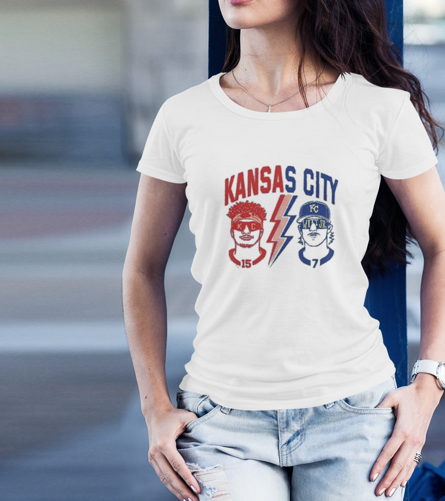Kansas City Chiefs Patrick Mahomes 15 And Royals Bobby Witt Jr 7 T-Shirt