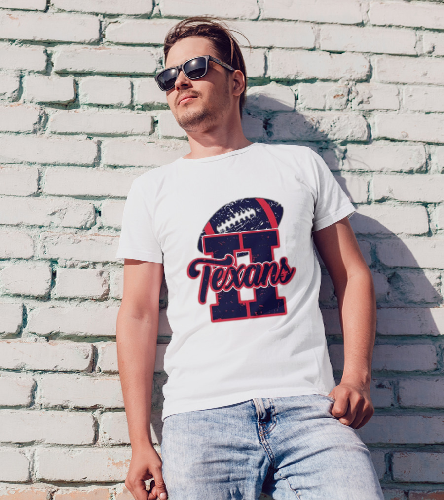 Retro Vintage Texans Football H Logo With Football T-Shirt