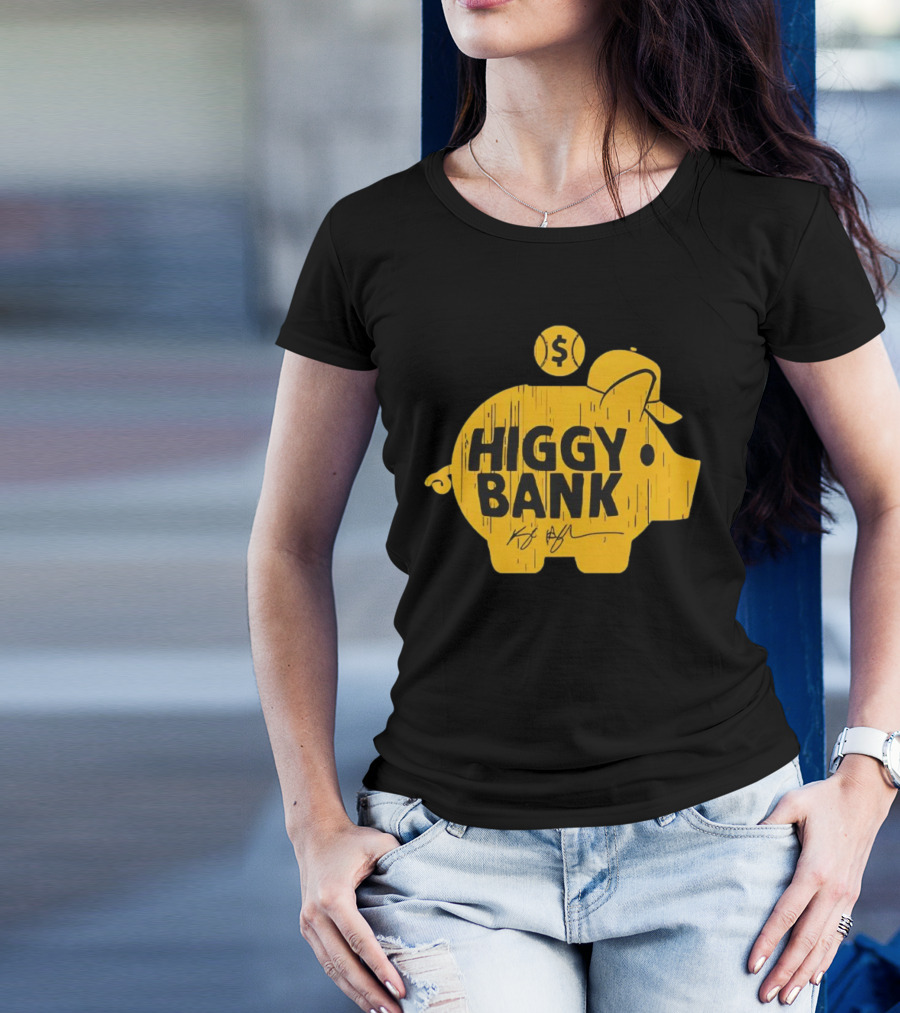 San Diego Padres Higgy Bank Kyle Higashioka Baseball Piggy Bank T-Shirt