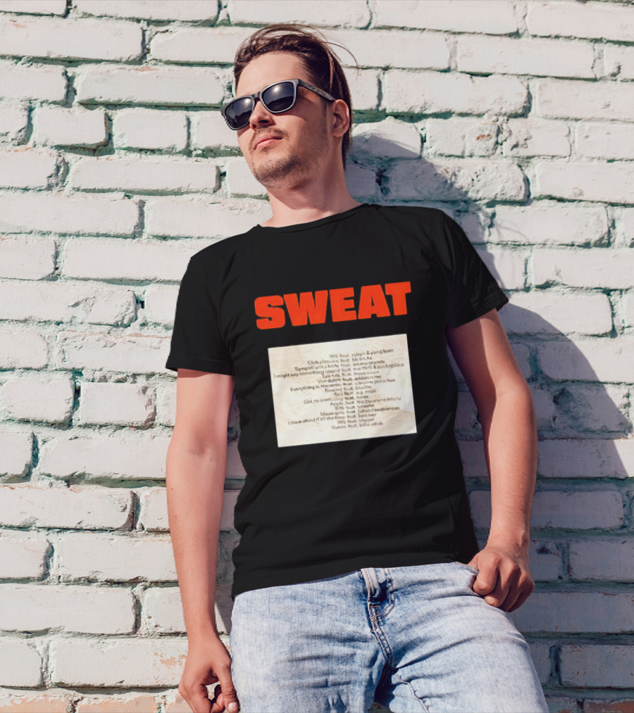 Sweat Logo With Crumpled Set List Featuring Robyn, J. Cole, Young Thug, Billie Eilish, And More T-Shirt