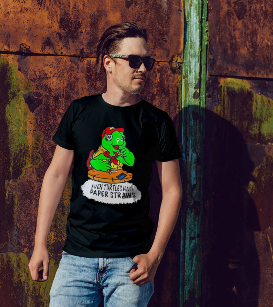 Isaac Butterfield Even Turtles Hate Paper Straws T-Shirt