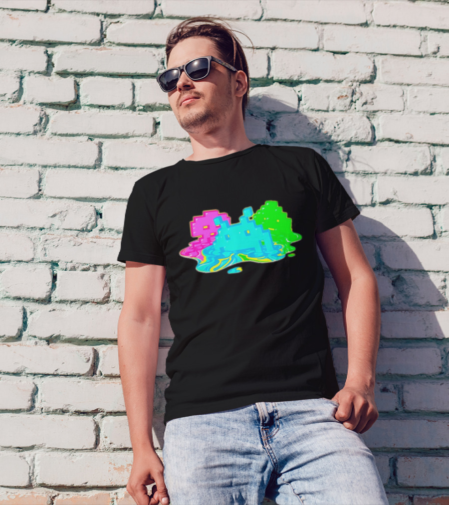 Space Invaders Melting Retro Arcade Aliens T-Shirt