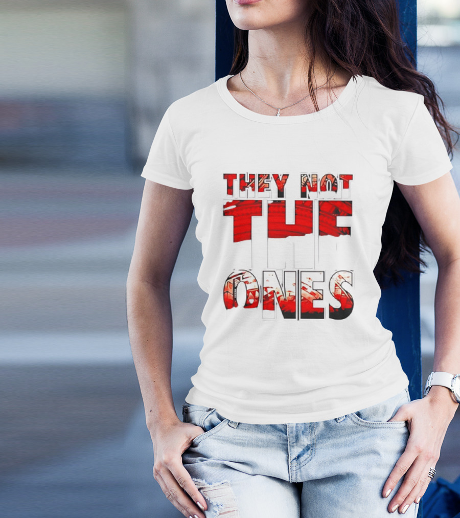 They Not The Ones WWE Red Pattern Text T-Shirt