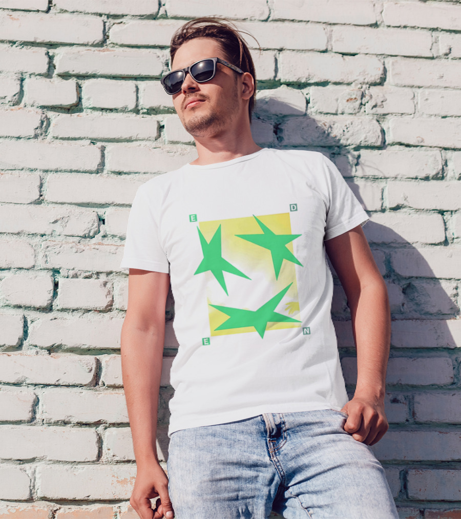 Eden Star Green Tri-Star Design With Yellow Background T-Shirt