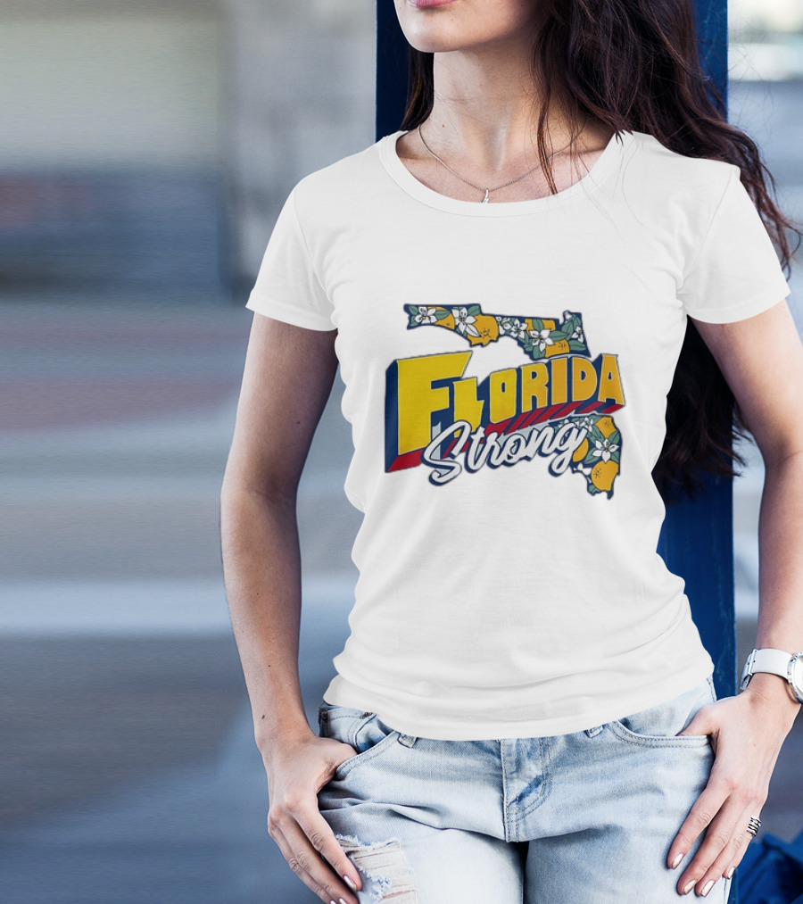 Florida Strong State Outline Orange Blossom T-Shirt