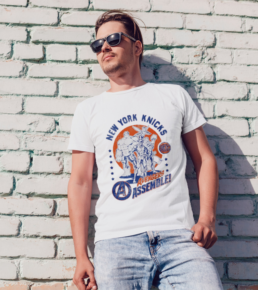 New York Knicks Avengers Assemble NBA Marvel Collaboration T-Shirt