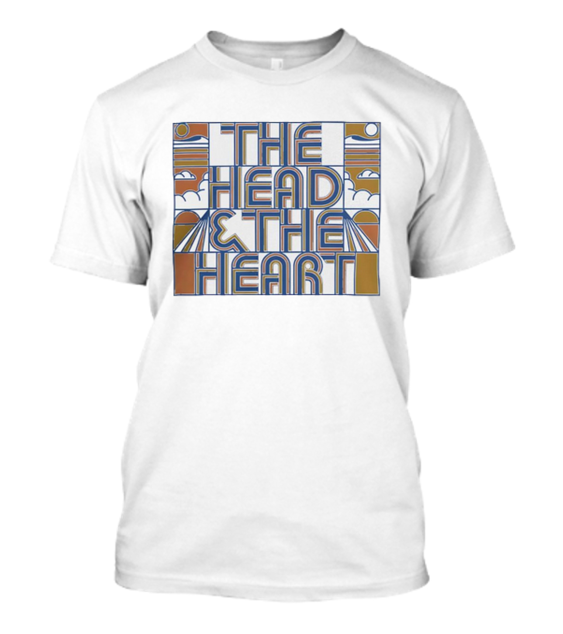 The Head And The Heart 2024 Tour Retro Style Geometric Sunrise And Clouds T-Shirt
