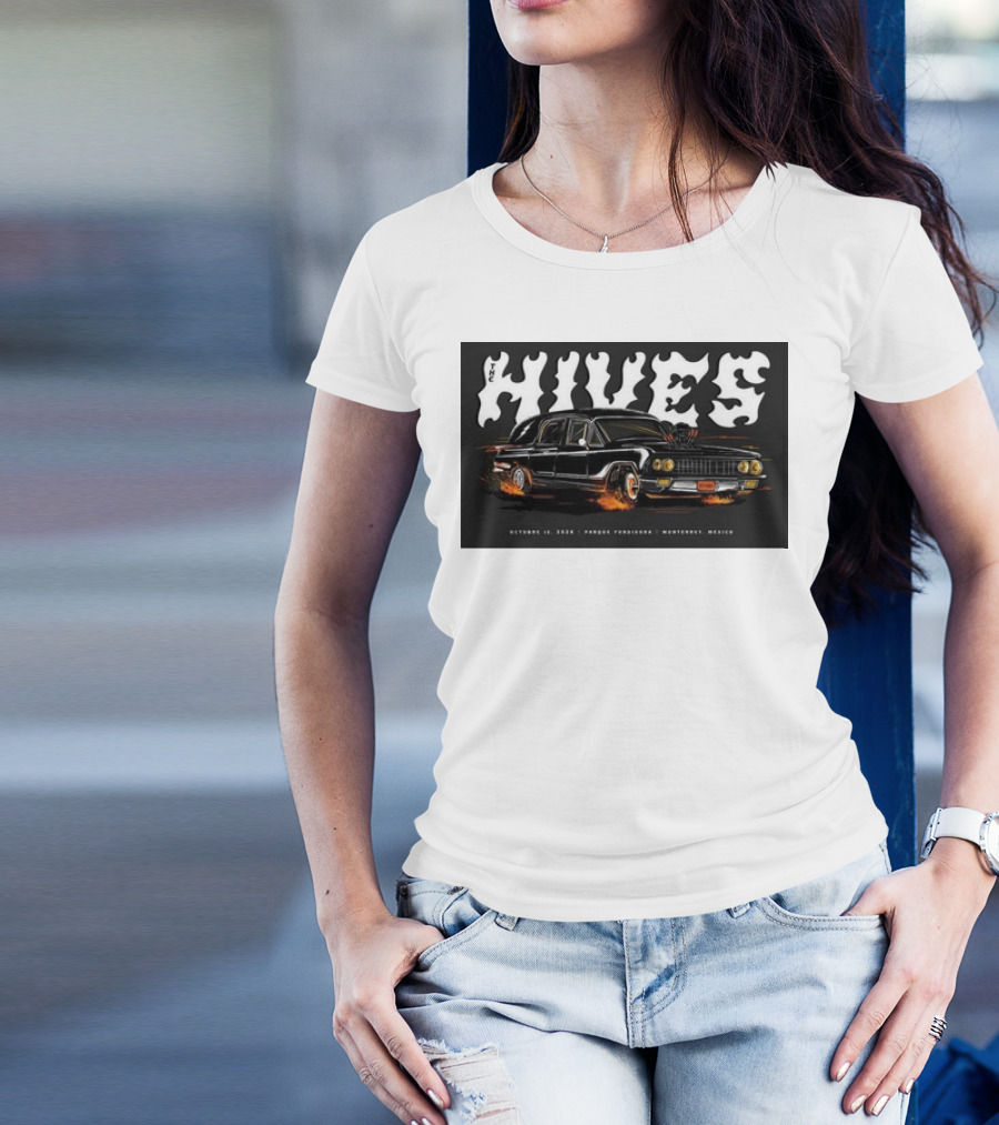 The Hives Live In Monterrey October 12 2024 Parque Fundidora Concert With Classic Black Car T-Shirt