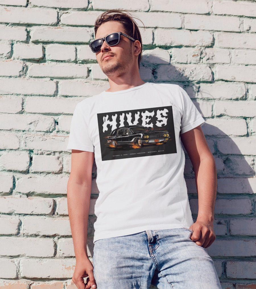 The Hives Live In Monterrey October 12 2024 Parque Fundidora Concert With Classic Black Car T-Shirt
