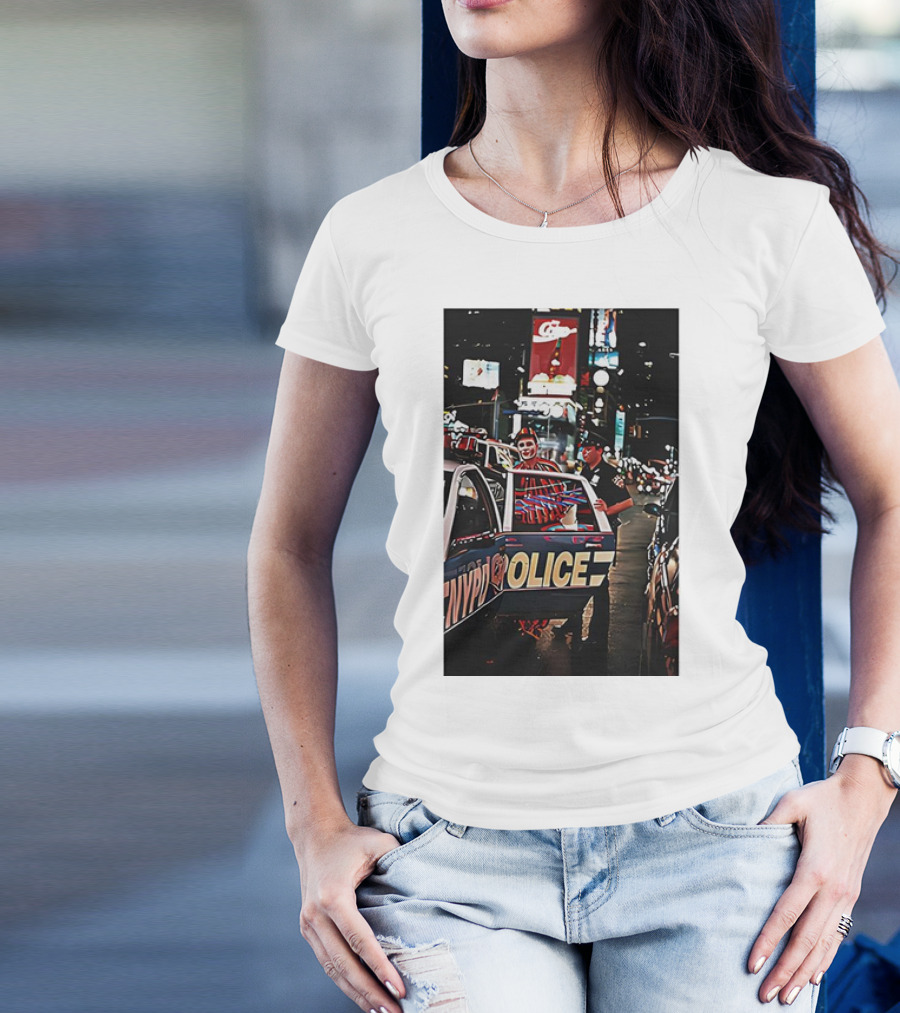Tough Town For A Clown NYPD Police Car Scene T-Shirt