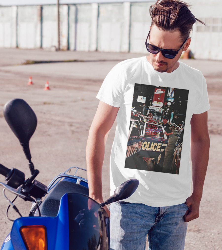 Tough Town For A Clown NYPD Police Car Scene T-Shirt