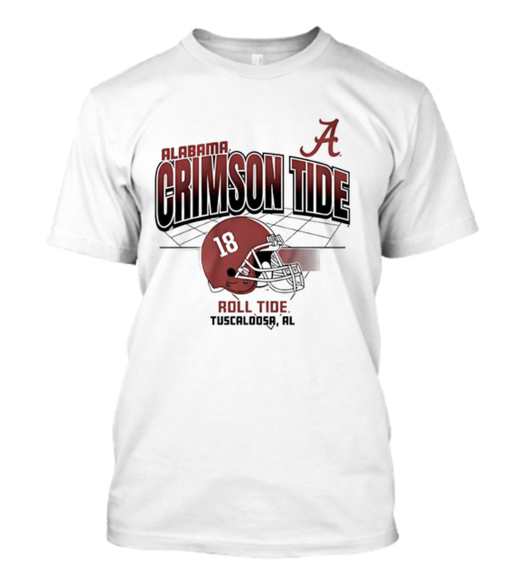 Alabama Crimson Tide 18 Helmet Roll Tide Tuscaloosa Football Grid Vintage T-Shirt