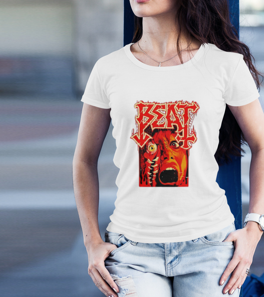 Beat Mutation Horror Zombie Face With Screaming Expression T-Shirt
