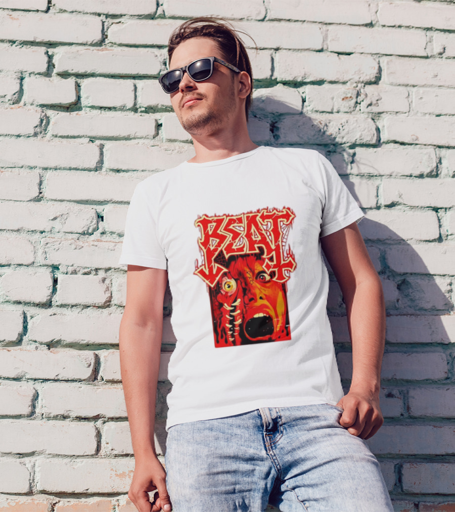 Beat Mutation Horror Zombie Face With Screaming Expression T-Shirt