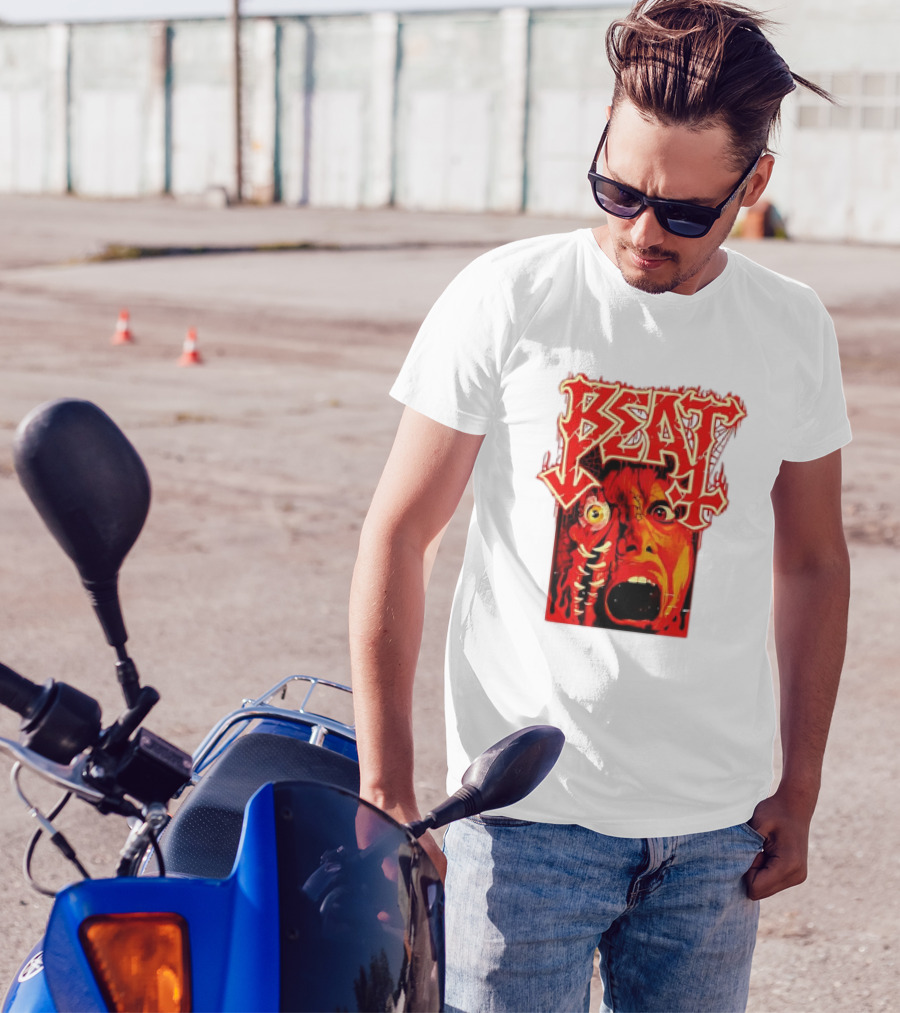 Beat Mutation Horror Zombie Face With Screaming Expression T-Shirt