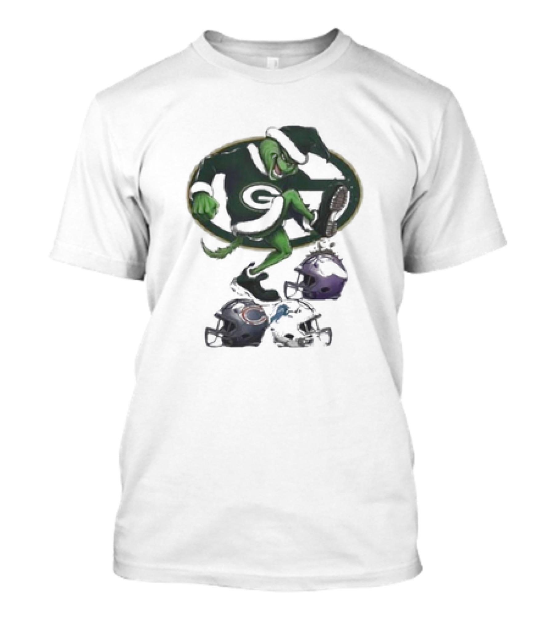 Green Bay Packers Christmas Grinch Crushing NFL Rivals Helmets T-Shirt