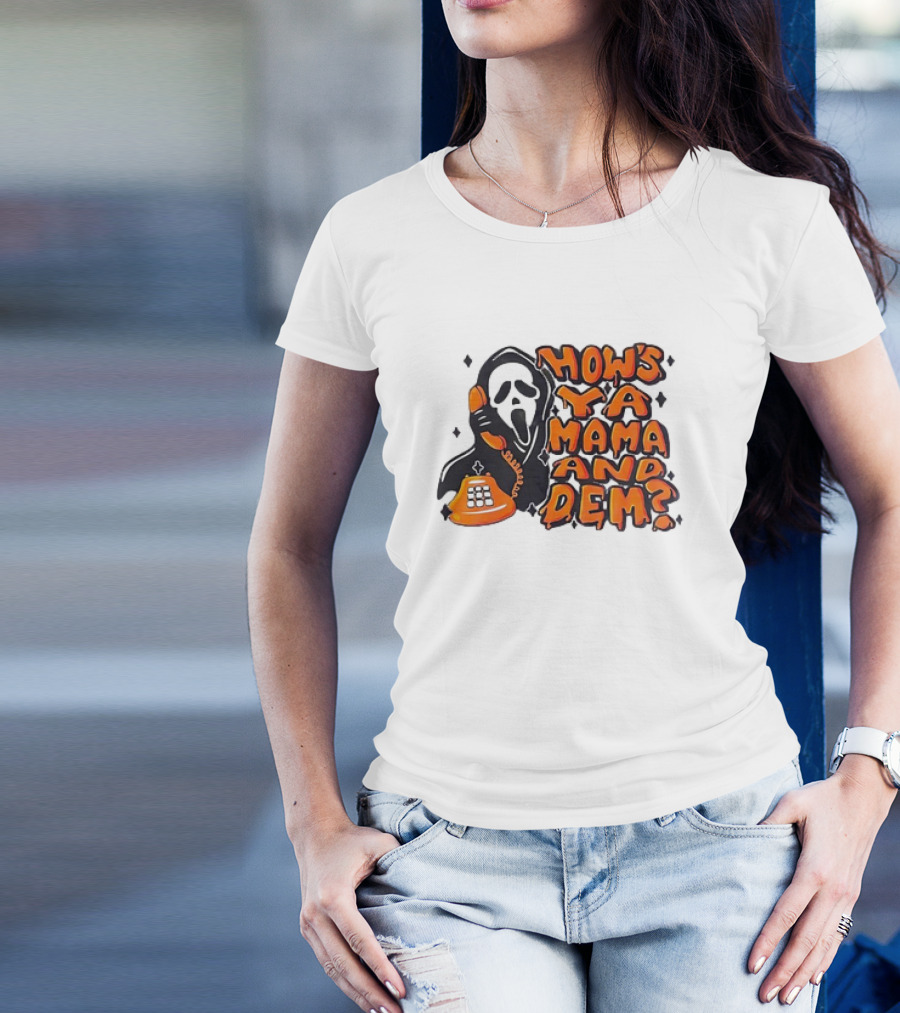 Ghostface How's Ya Mama And Dem Phone Call Retro 90s Horror T-Shirt