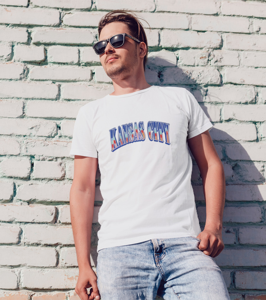 KANSAS CITY Sports Arch Letters Multicolor T-Shirt