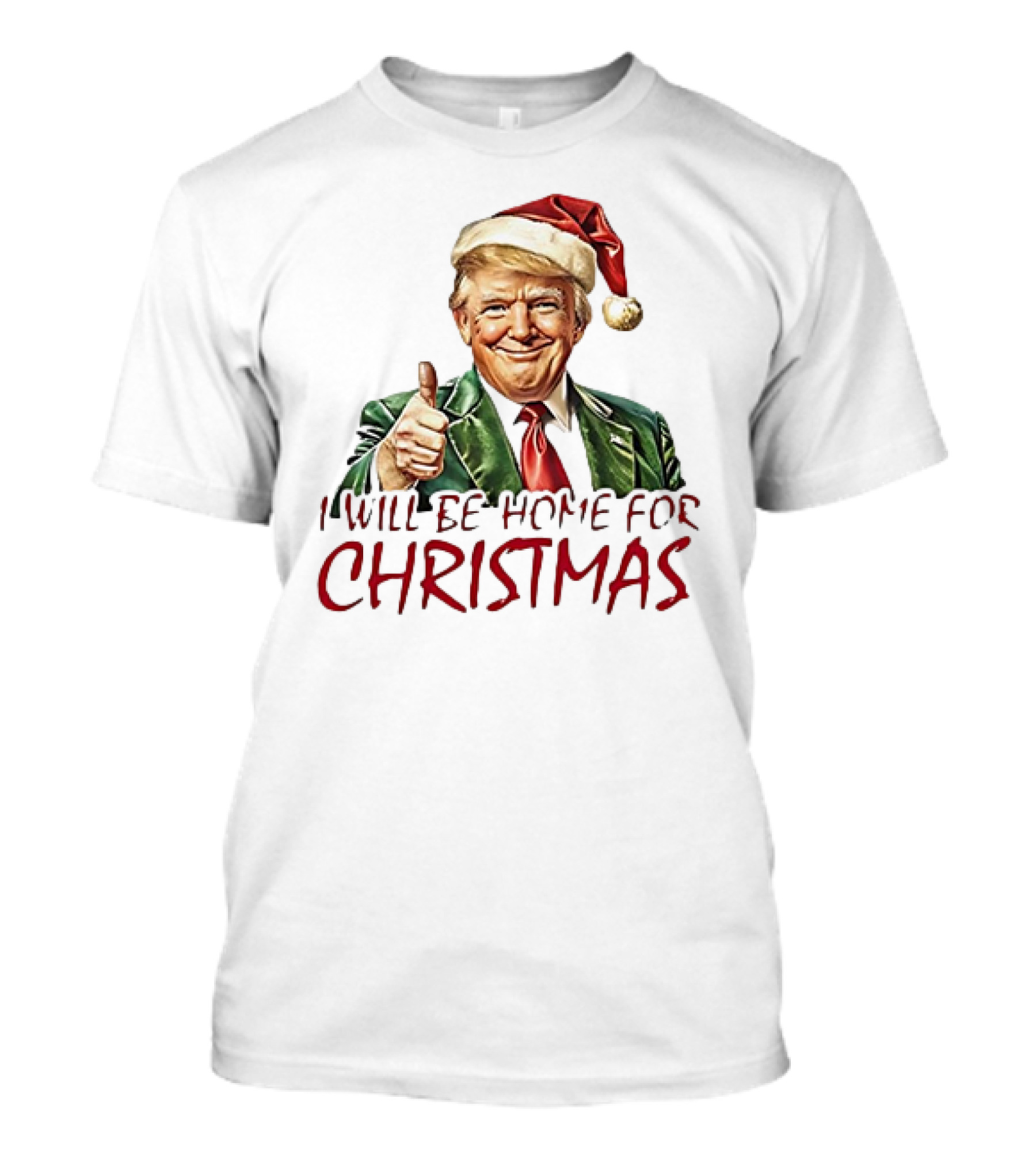 I'll Be Home For Christmas Santa Hat Thumbs Up T-Shirt