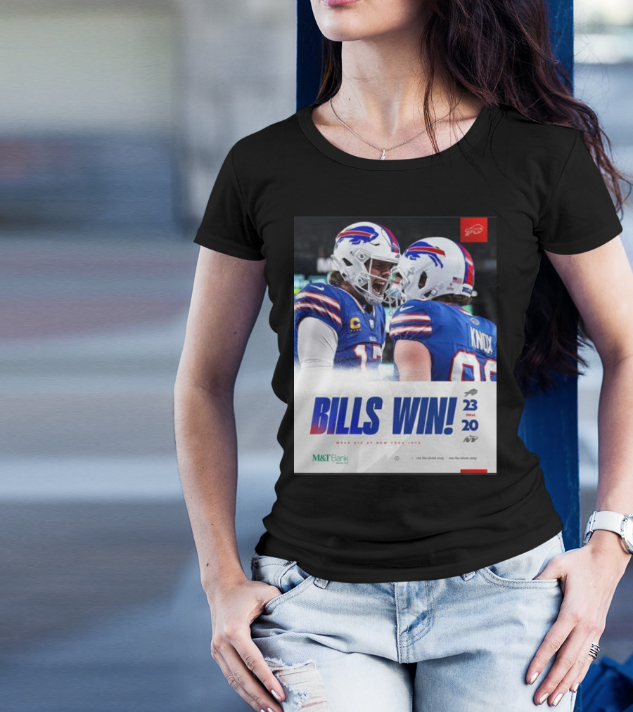 Bills Win 23-20 New York Jets NFL Victory Knox M&T Bank T-Shirt
