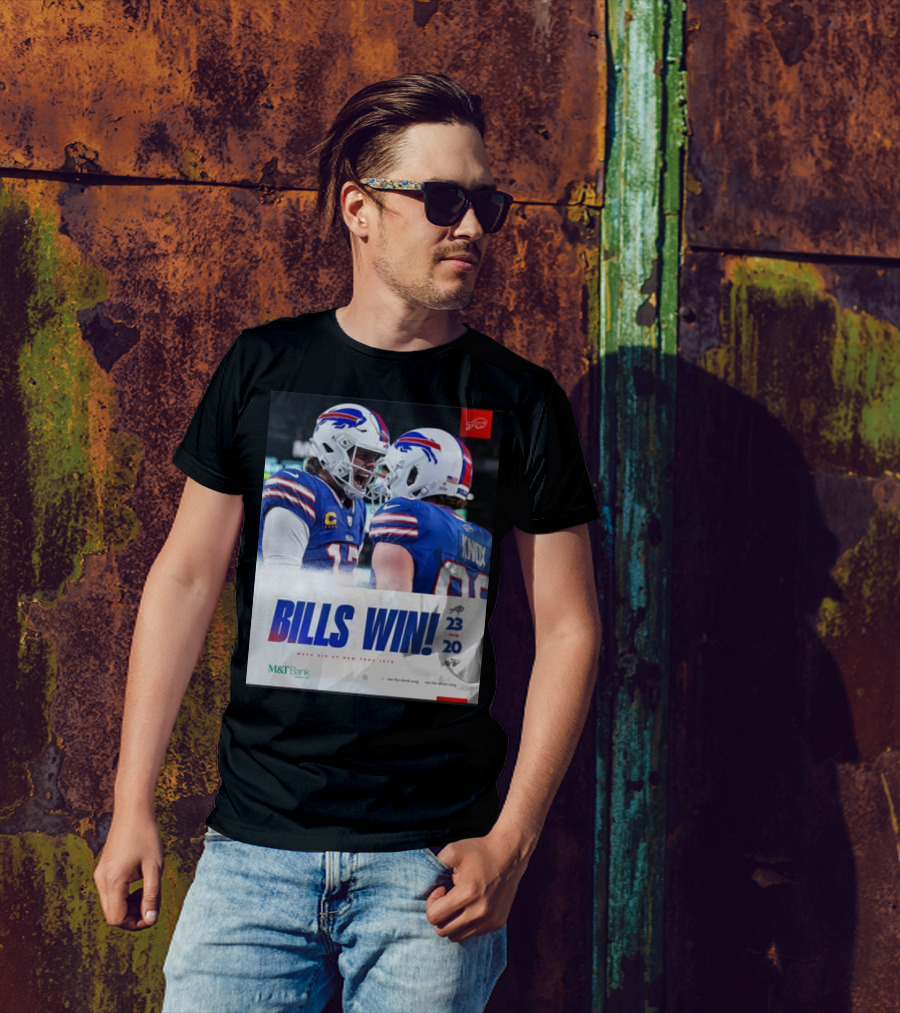 Bills Win 23-20 New York Jets NFL Victory Knox M&T Bank T-Shirt