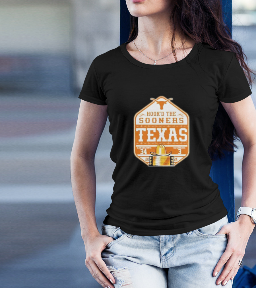 Hook’D The Sooners Texas Longhorns 34-3 Sooners 2024 Score T-Shirt