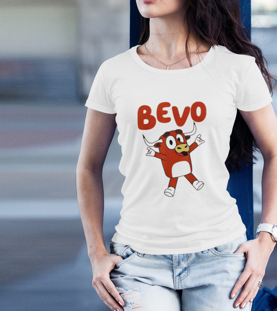Bevo Cartoon Longhorn Bull Character Funny T-Shirt