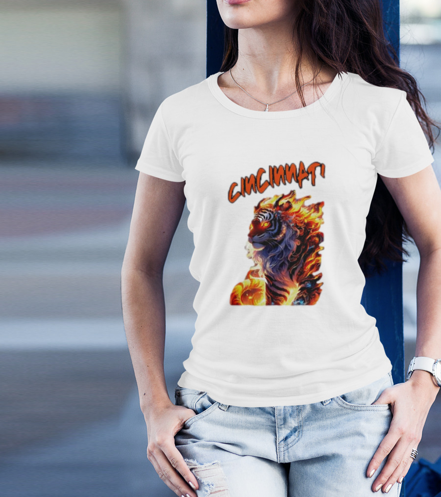 Cincinnati The Bengel’s Live Old West Football Tiger Flame T-Shirt