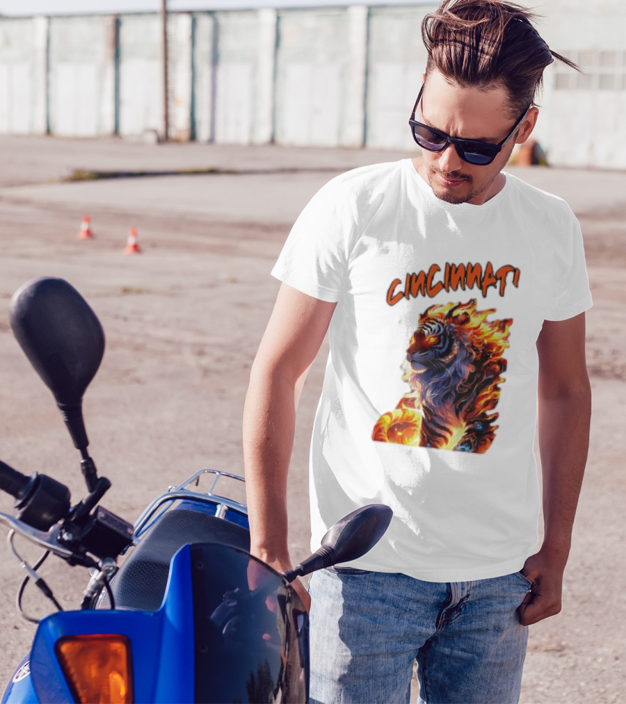 Cincinnati The Bengel’s Live Old West Football Tiger Flame T-Shirt